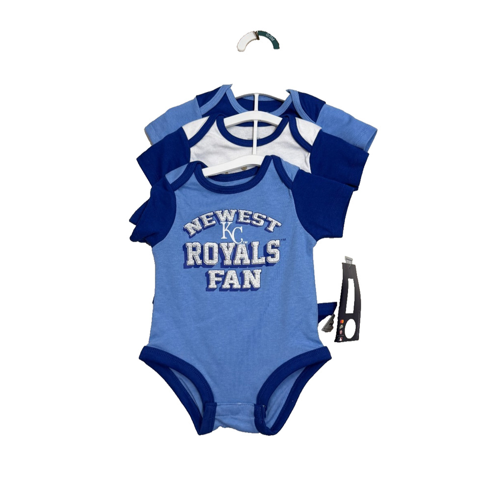 MLB Kansas City Royals Infant Boys' 3pk Bodysuit Size 0-3M Blue NWT